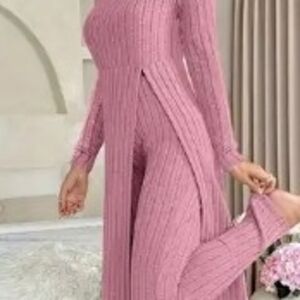 12 Hr Sale! NEW! Pink Ribbed Jumpsuit